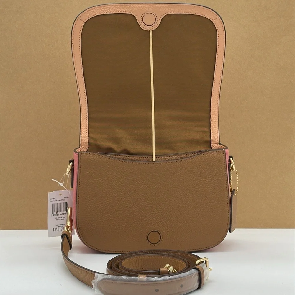 Coach C9130 Saddle Bag Horse & Carriage Colorblock Leather Faded Blush Pink NWT